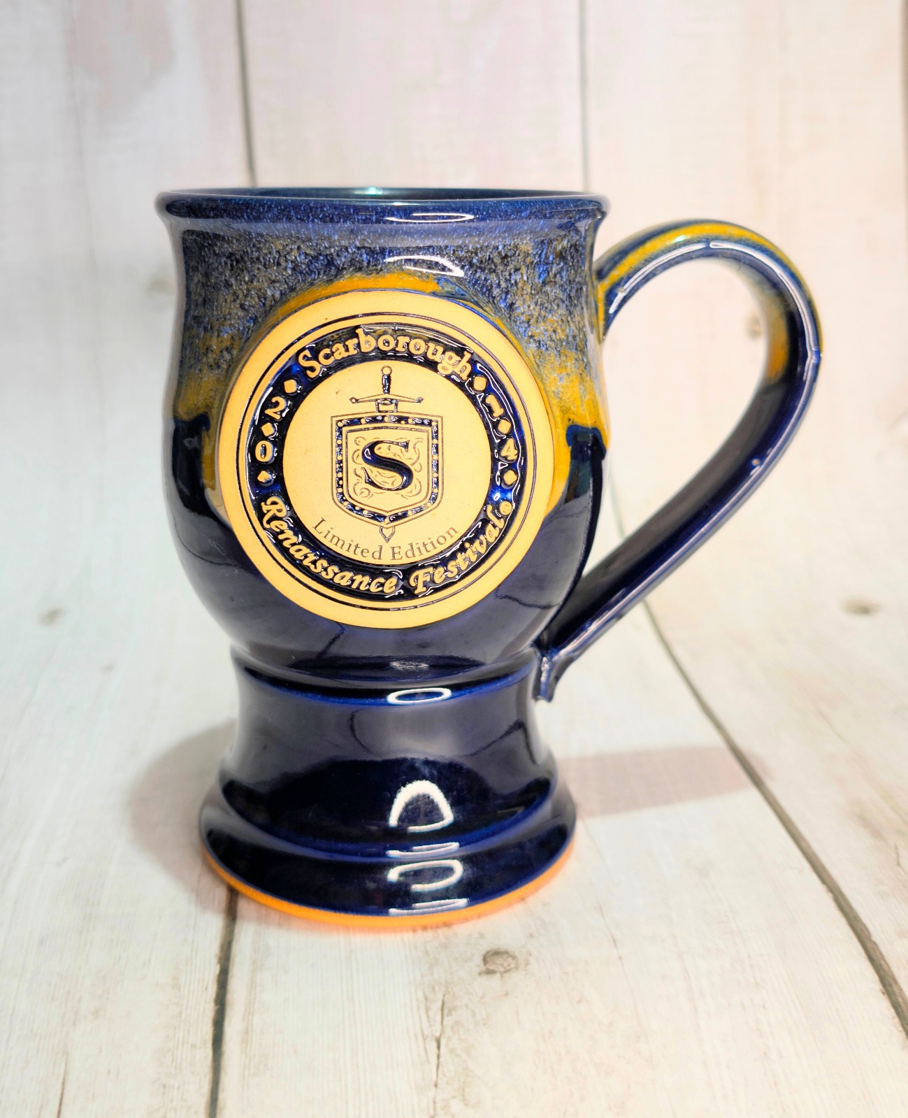 Vintage Scarborough Renaissance Festival Beer Stein Mug Grey Fox Pottery EXLNT