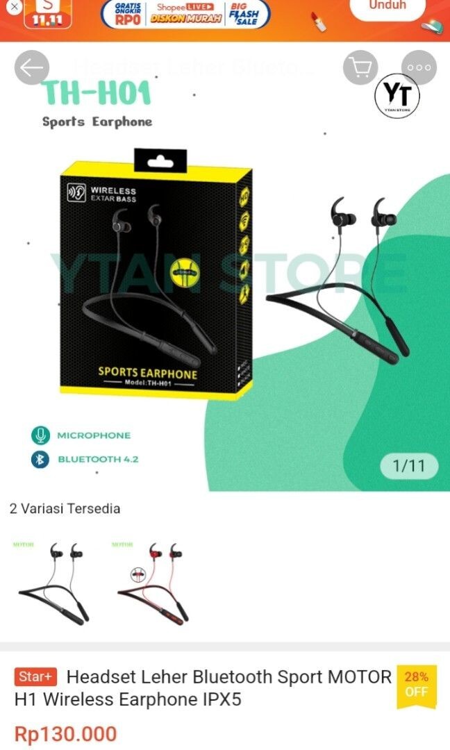 Sports Earphone model: TH-H01 Black