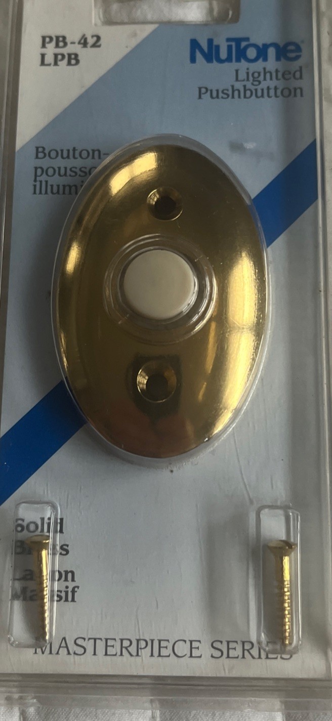 Nutone PB-42LPB solid brass doorbell button NOS