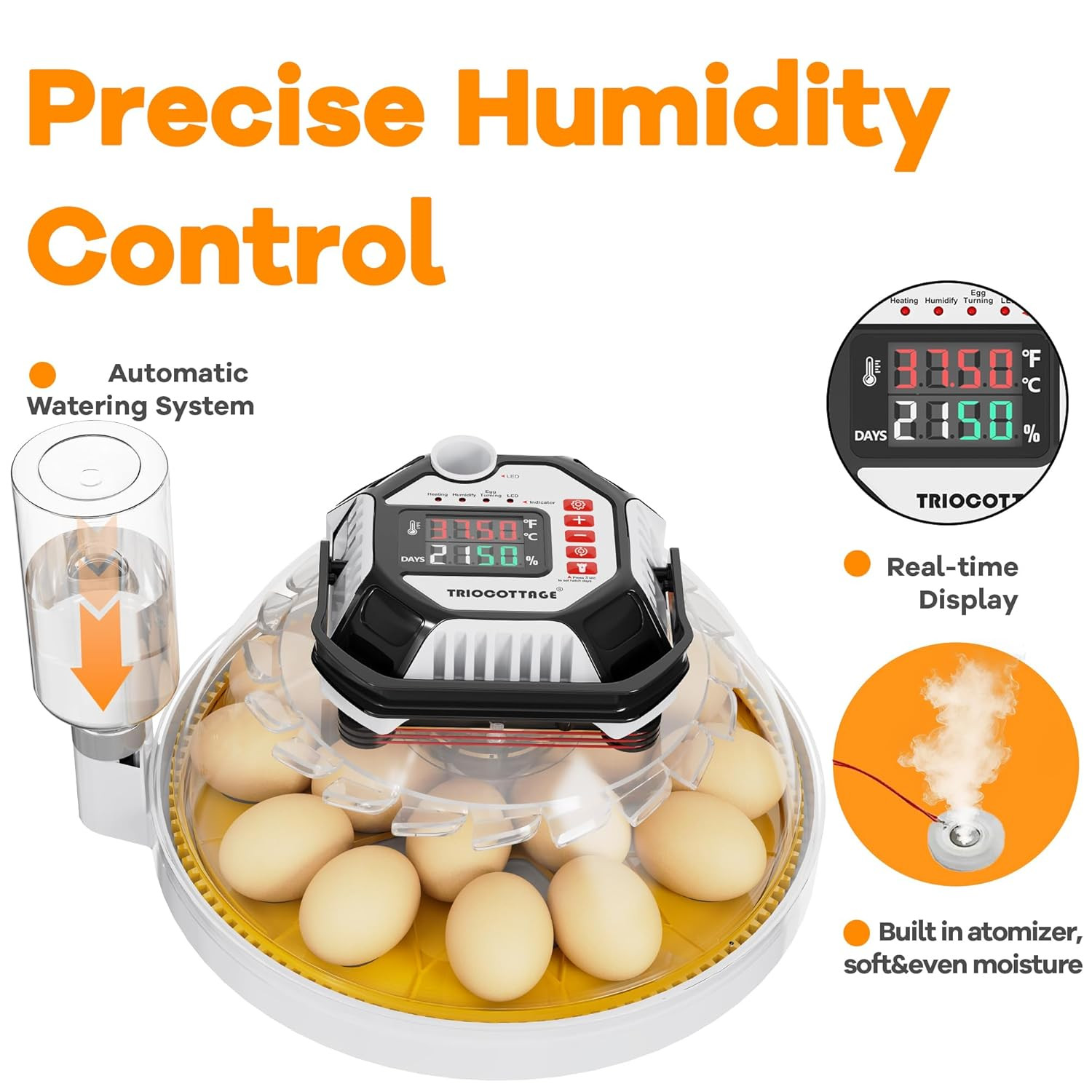 Incubators for Hatching Eggs, 12–18 Egg Capacity Digital Egg Incubator with Auto