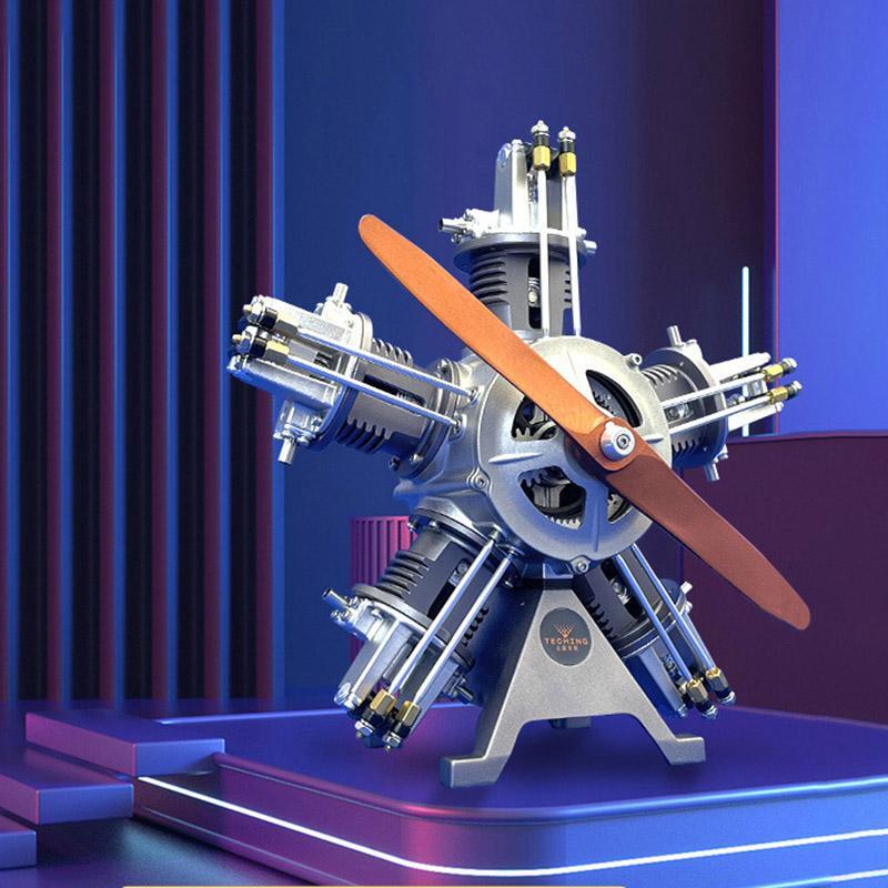 TECHING Five-Cylinder Radial Engine Simulation Plane Electric Metal Machinery