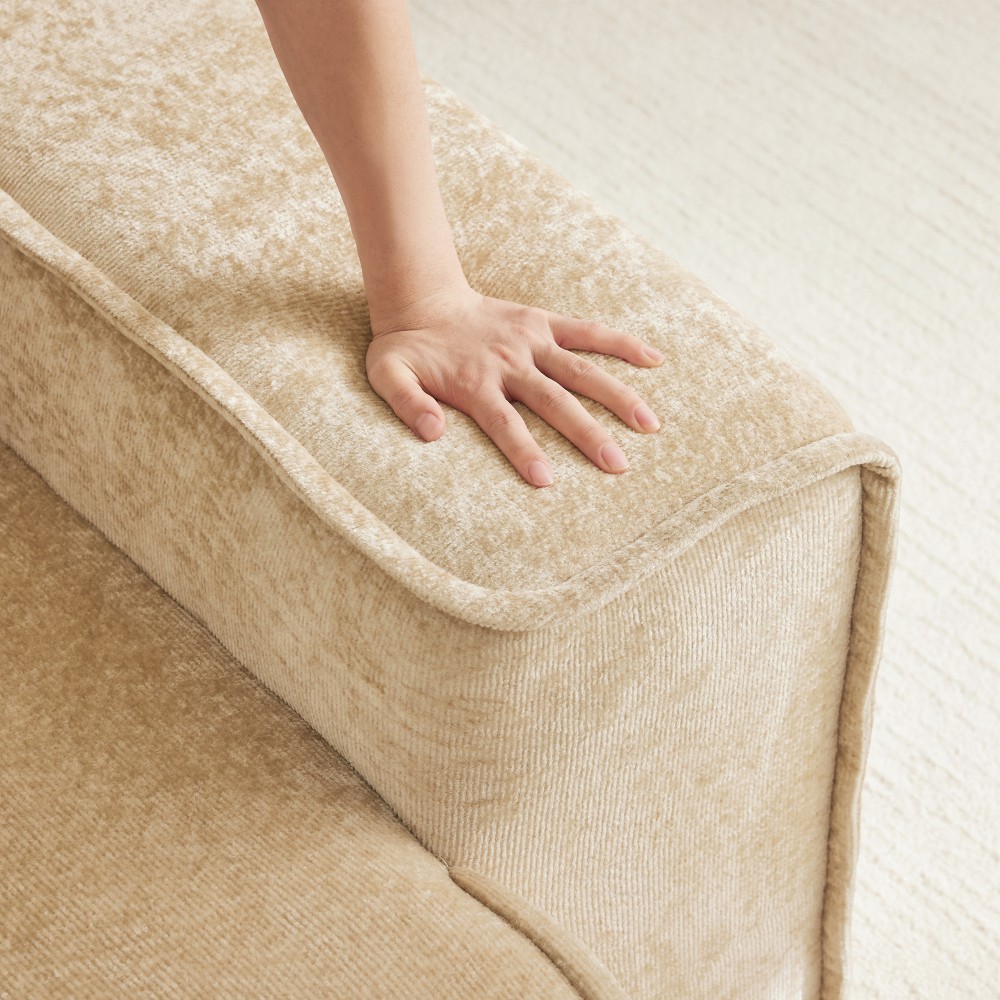 Harrison Velvet Sofa Light Camel, Modular Sectional w/No Assembly
