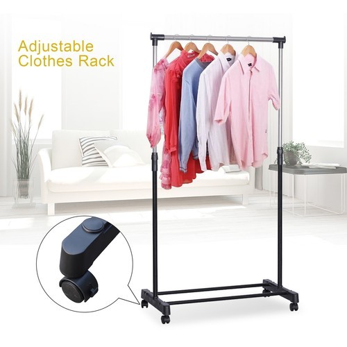 Rolling Garment Rack Single Hanging Heavy Duty Clothes Storage Hanger Portable
