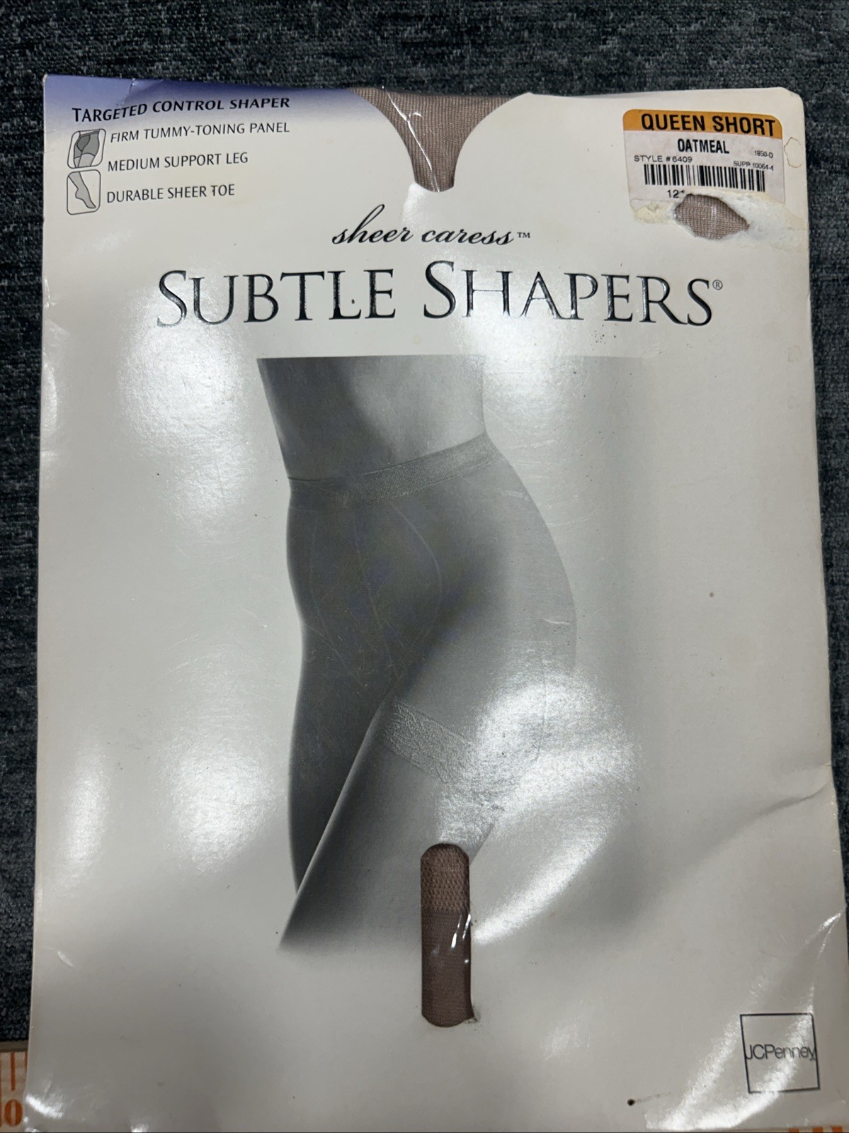 Vintage JCPenney Subtle Shapers Control Top Pantyhose Queen Short Oatmeal Firm