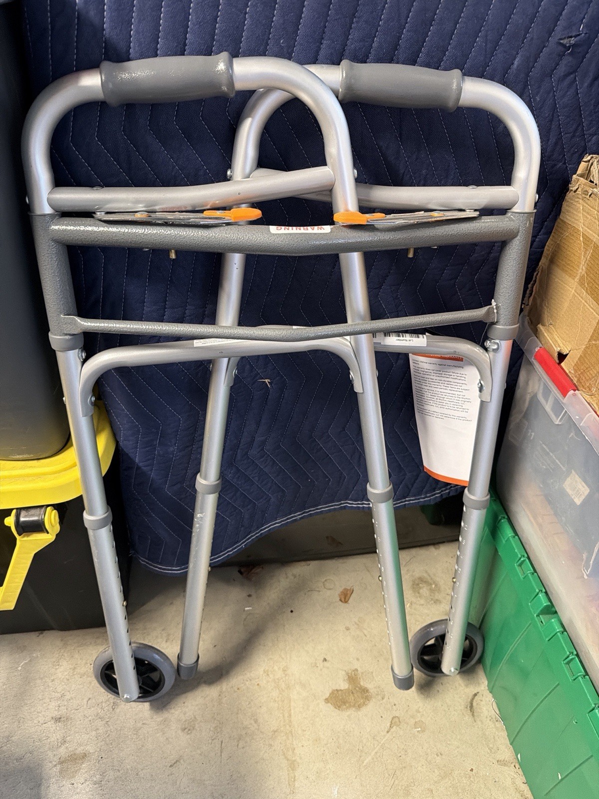 Rhythm Healthcare Folding Walker w/ Wheels Adjustable Aluminum 300 lb