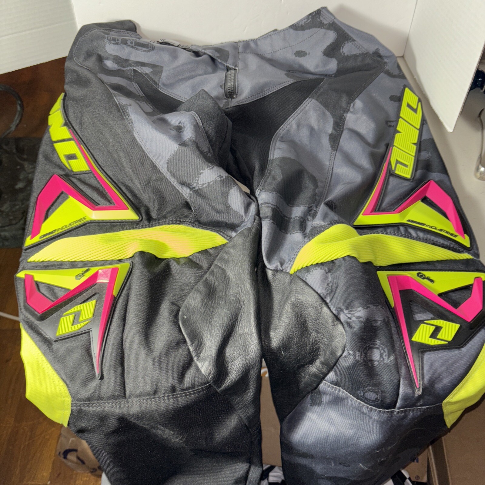 JNC Carbon  Kids Sz 32 Motocross Moto Pants One Industries Black and Neon