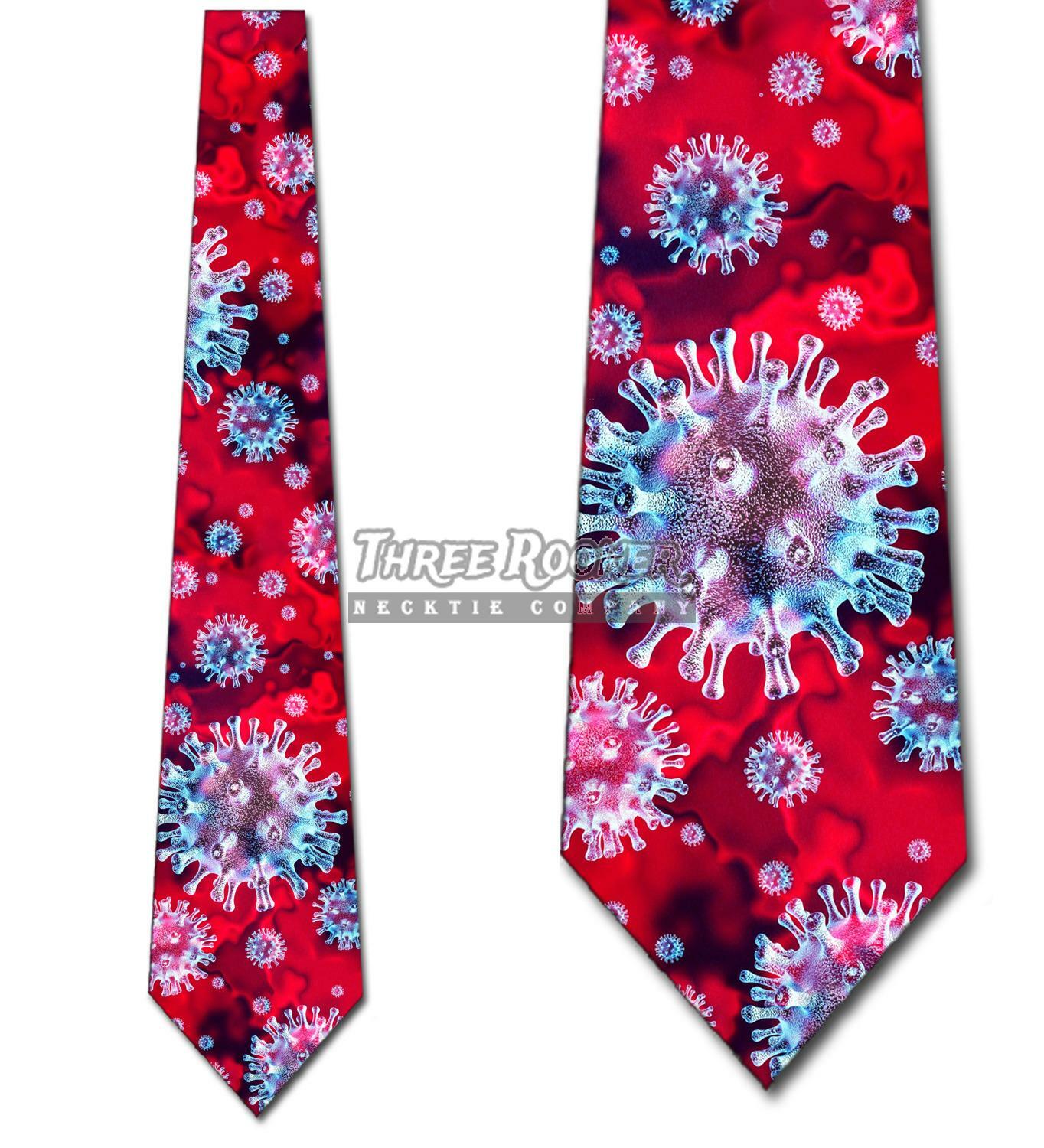Virus Ties Mens Covid Science Necktie Pandemic Virus Medical Tie