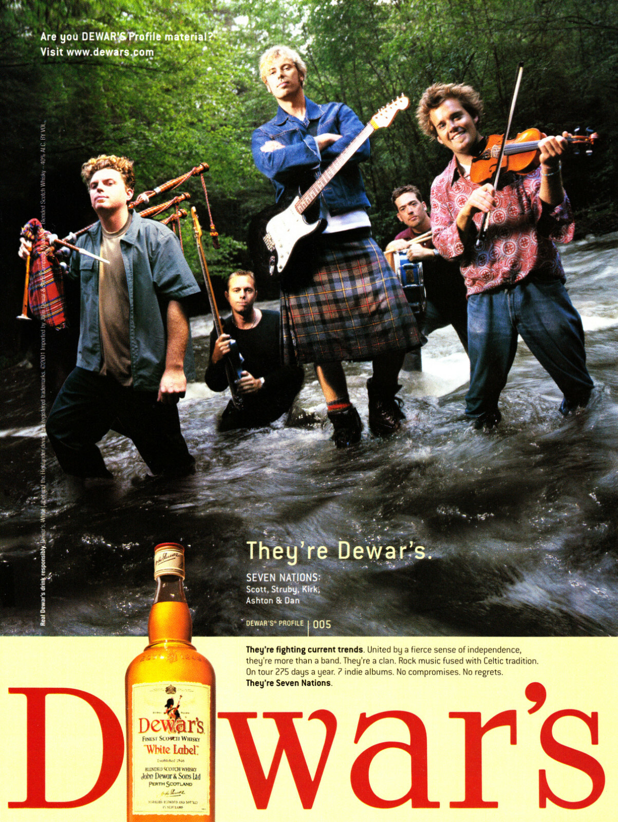 DEWAR'S WHISKY AD #21 RARE 2001 "THEY'RE FIGHTING CURRENT TRENDS"