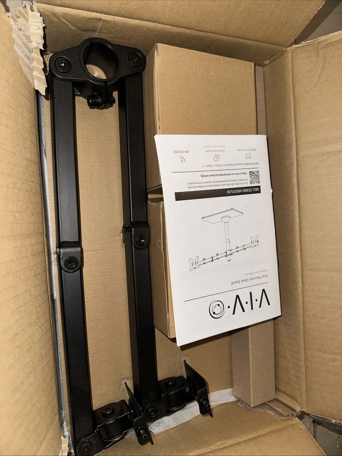 VIVO Dual Monitor Mount w/ Glass Base Stand for 2 Computer Screens up to 30"