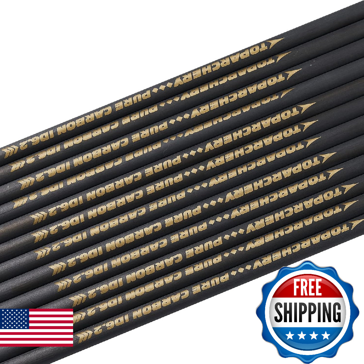TOPARCHERY 33in Arrow Shaft Pure Carbon 12Pcs Spine 400 for DIY Hunting Recurve