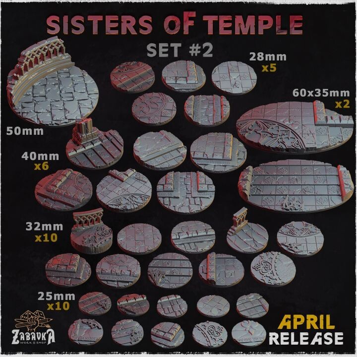 3D Printed Sisters Of Temple Bases For 40k/AOS & Other War gaming Minis