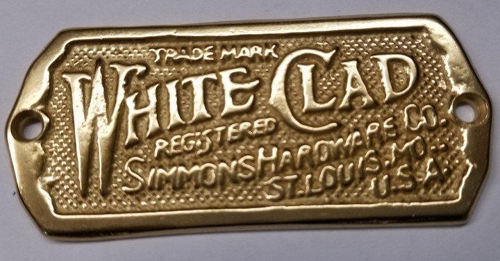 Lacquered Brass - Cast White Clad Ice Box Name Plate nameplate refrigerator S...