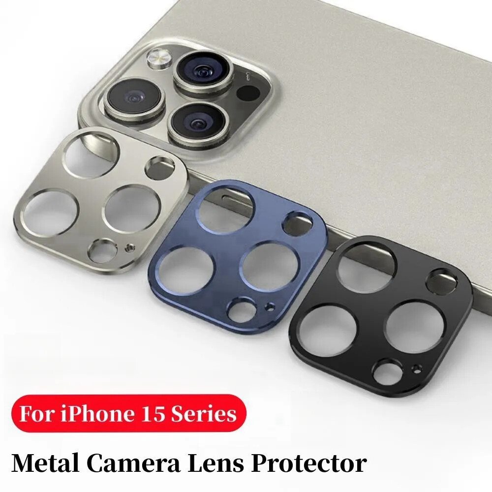 Metal Lens Hollow Protector For iPhone 15 Pro Max Plus Alloy Camera Bezel Cover