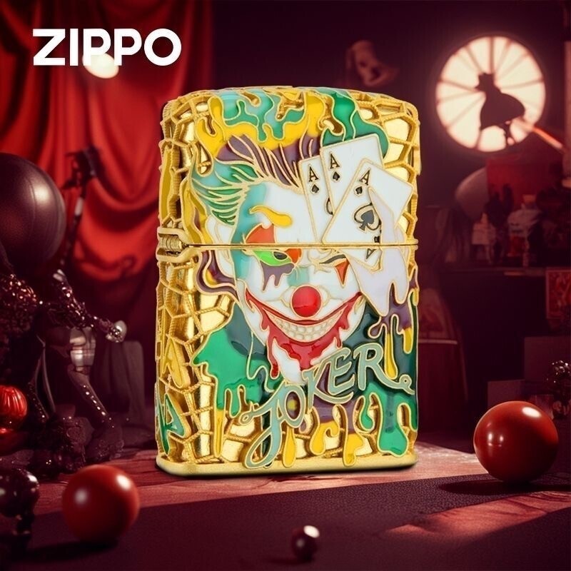 New Zippo oil Lighter Joker gold with box