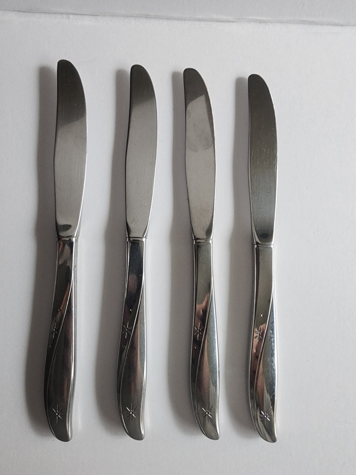 Vintage MCM Atomic Starburst Butter Knives Set of 4 Stainless Steel
