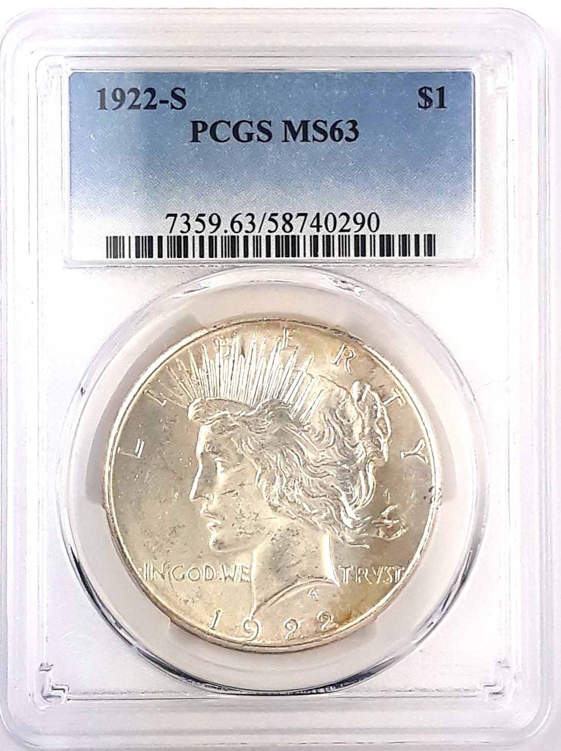 1922 S Peace Silver Dollar ~ PCGS ~ MS63