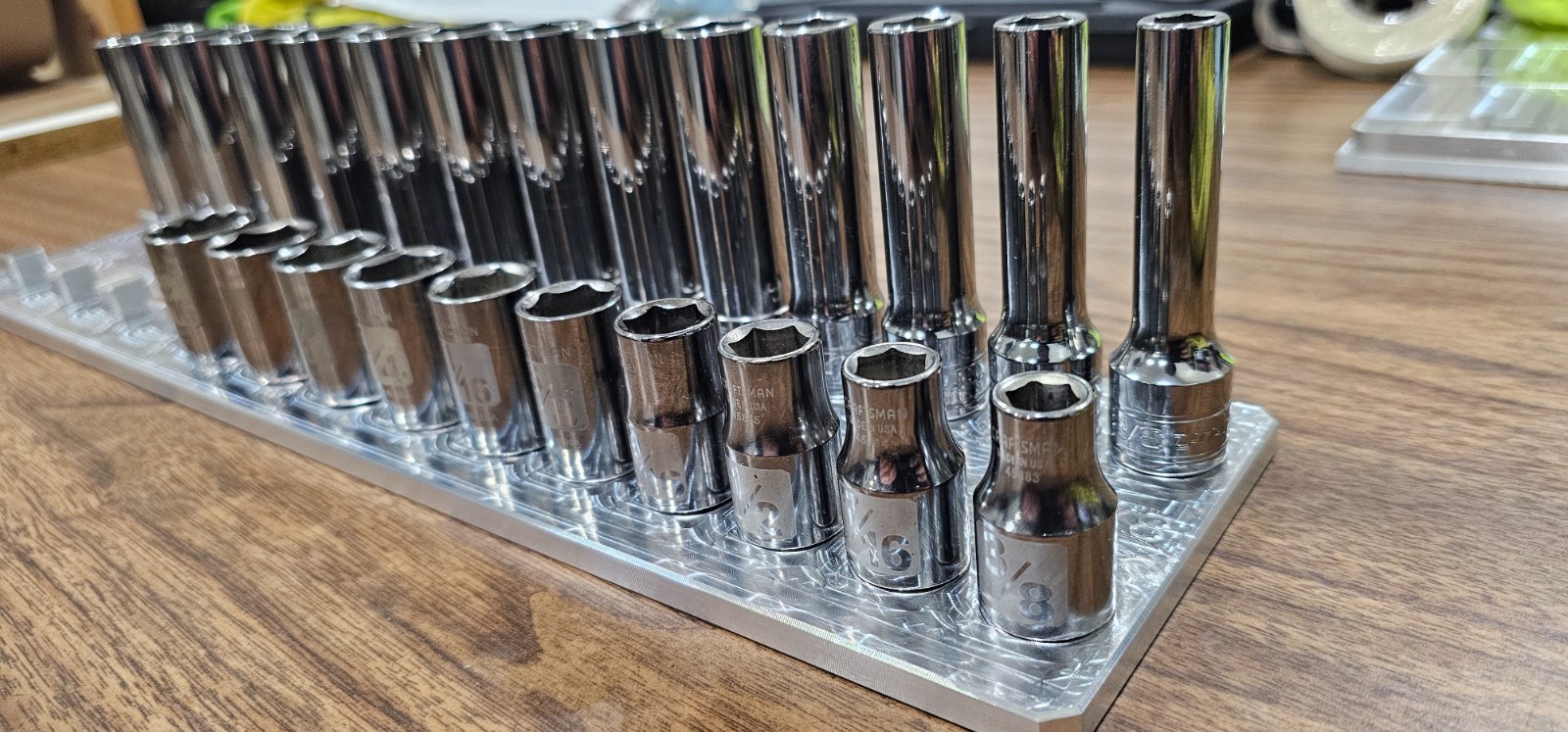1/2 Drive Socket Organizer 2 Row 3/8" - 1-1/4" SAE - TOOLBOX BILLET