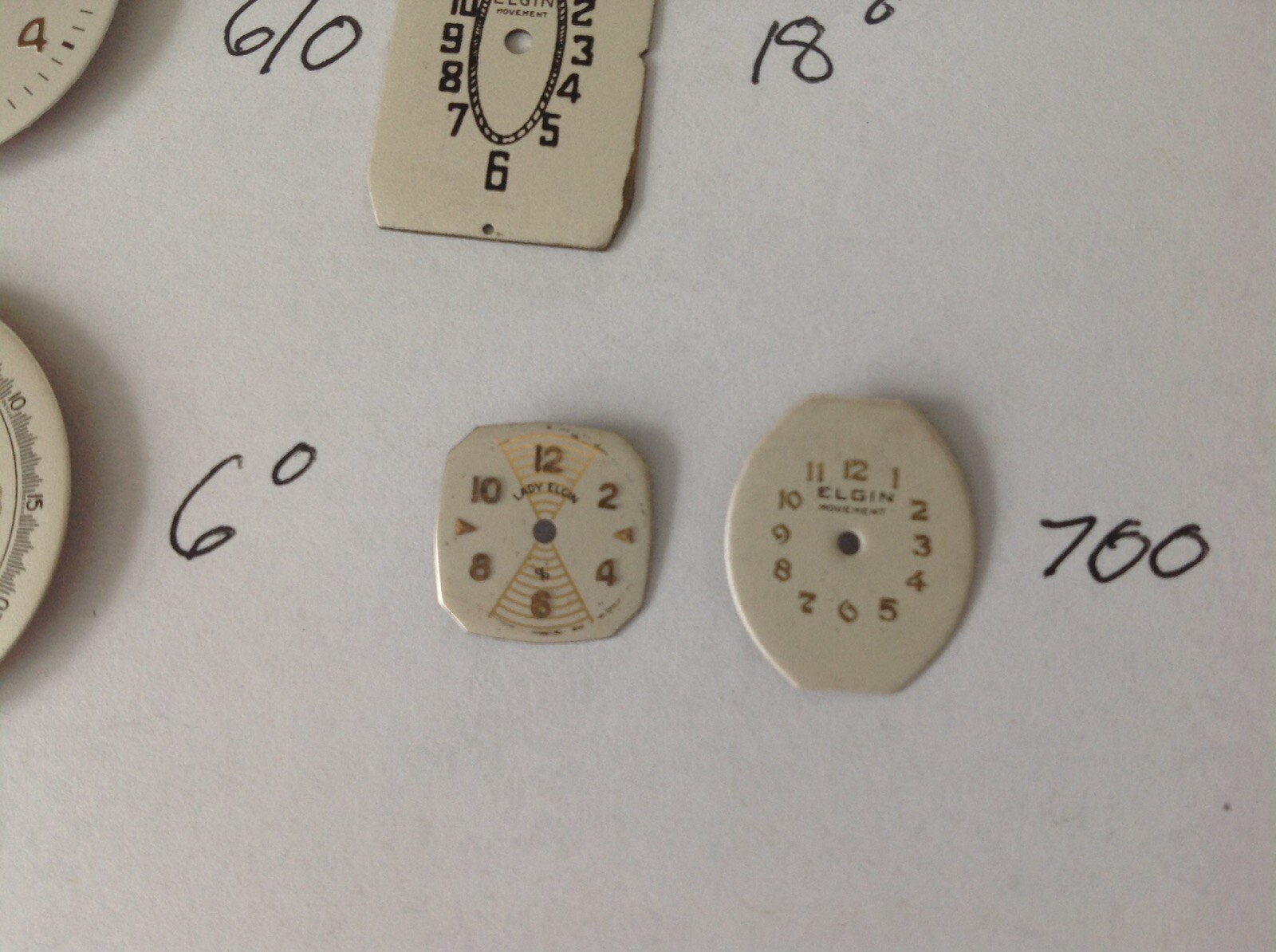 5 Elgin Wristwatch Dial Lot