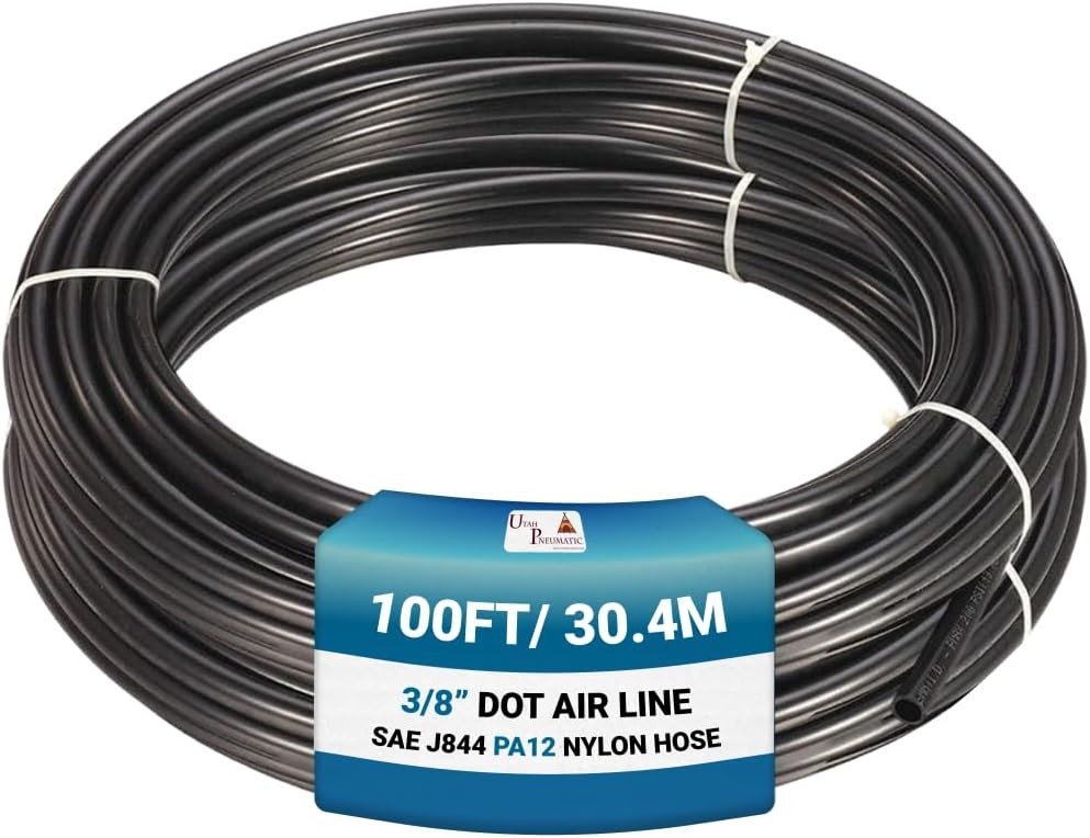 Utah Pneumatic 3/8 inch Nylon Black Air Line Tubing - 100 100 Feet,