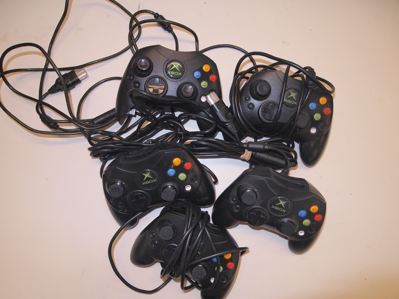 Lot of 5 Authentic OEM Original Xbox S Type Controllers For Parts/Repairs