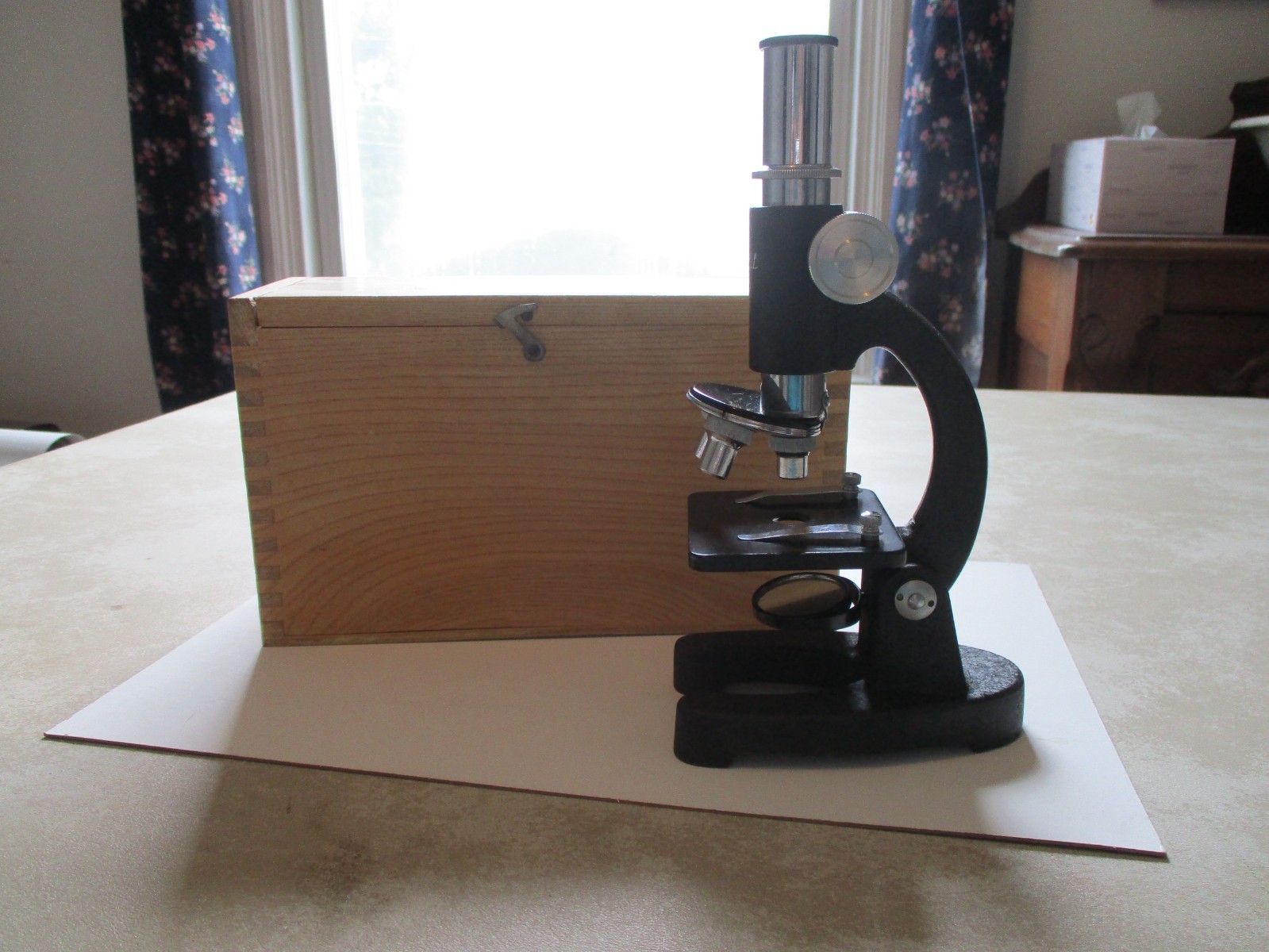 Vintage Royal Microscope, 100X,200X,300X in wooden box