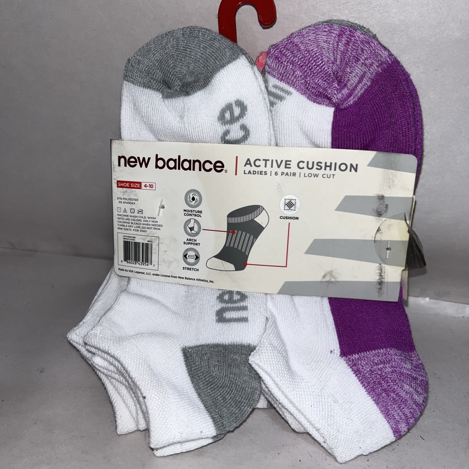 Size M- Women’s New Balance Active Cushion Low Cut Socks Multicolor 6-Pair