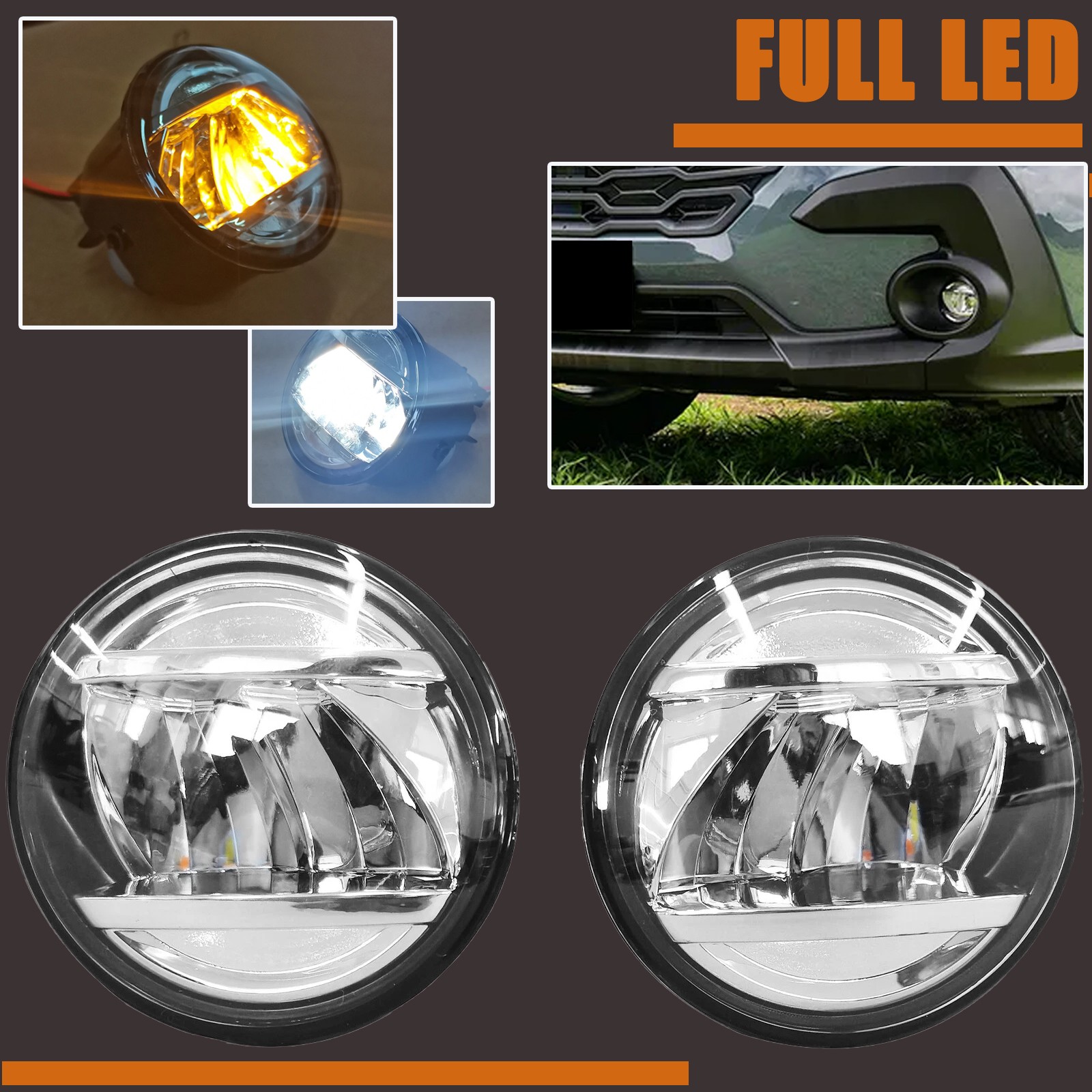 Fit 2024 Subaru Crosstrek Full LED Front Fog Lights Lamp Double light W/Switch
