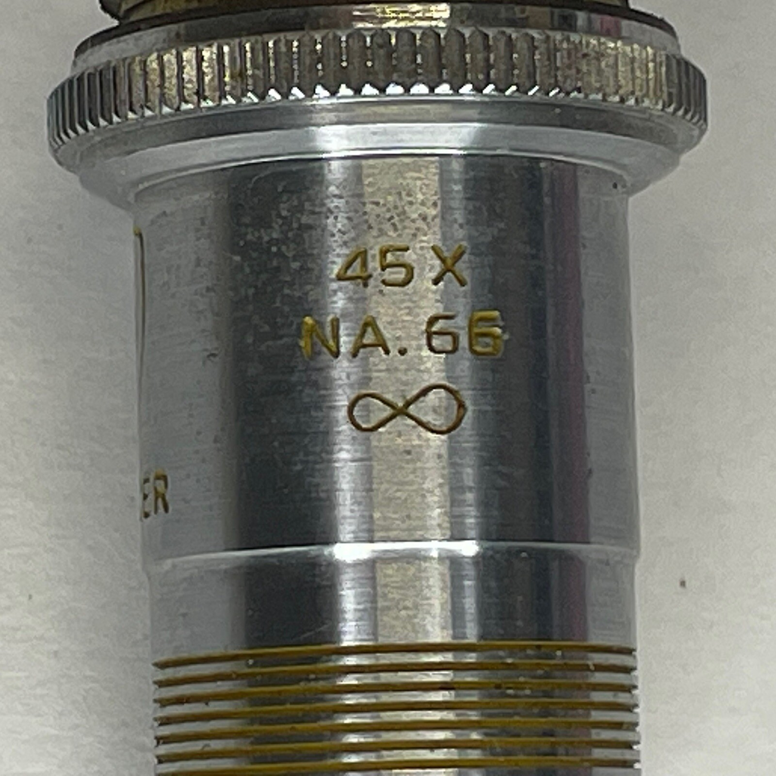 Vtg American Optical Spencer Cat. 1116 45x N.A. .66 Microscope Objective Lens