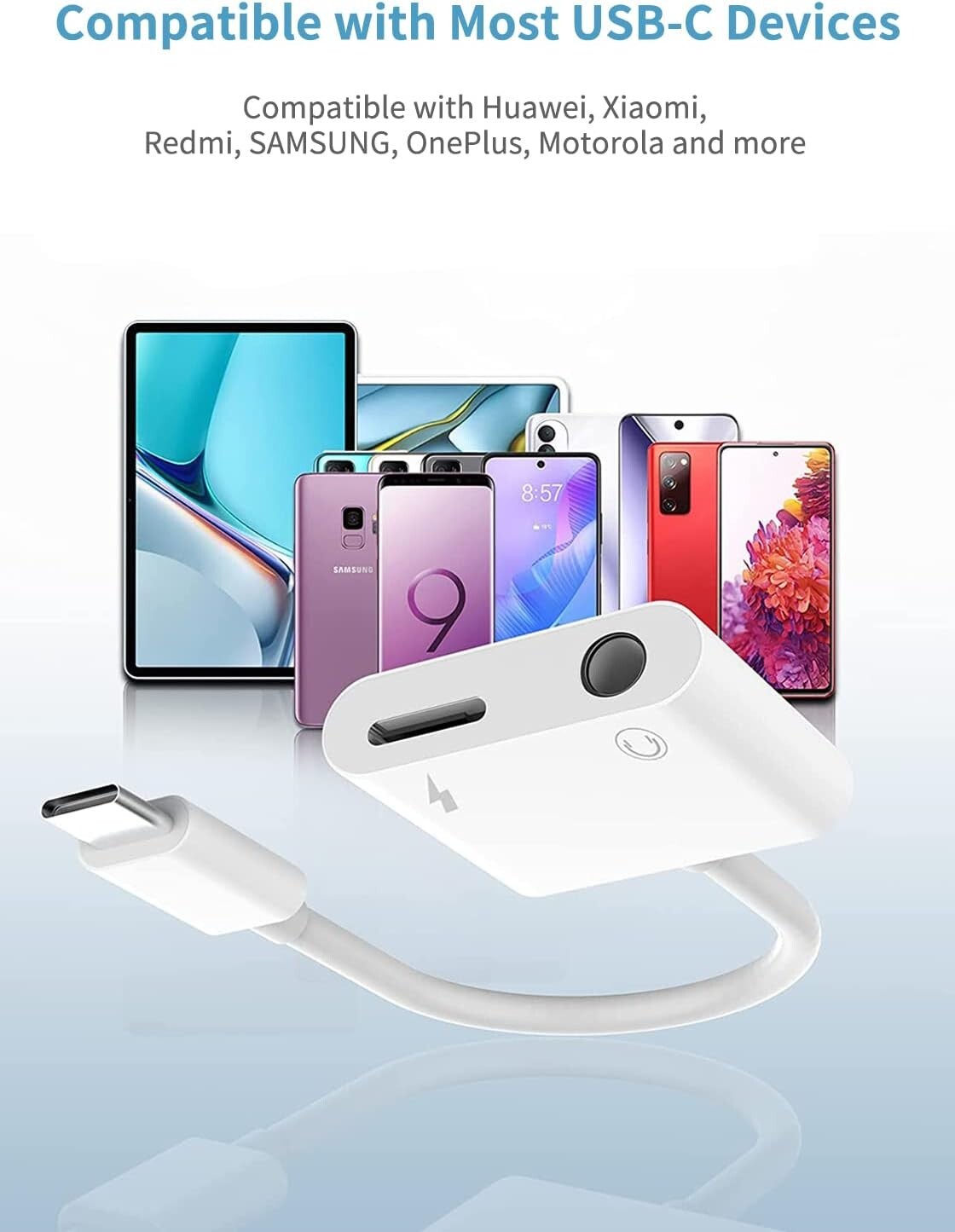 2in1 Google Pixel 2/3/4 Type C Digital to 3.5 mm Headphone Adapter Cable w/ DAC