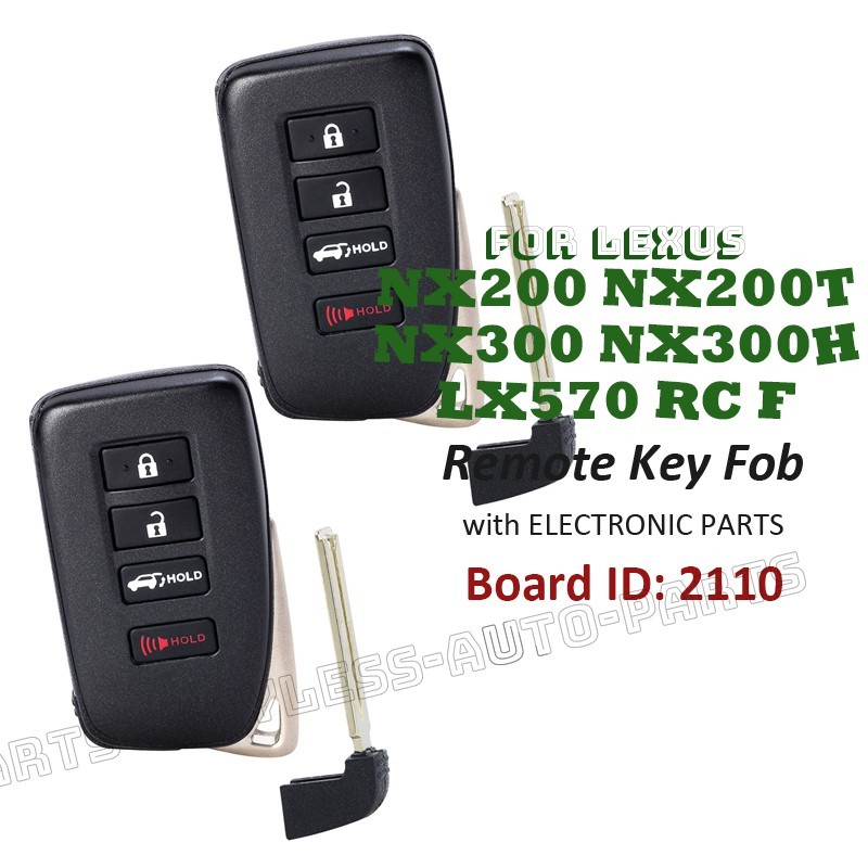 2x for Lexus RC F NX200 NX200t NX300 NX300h LX570 Remote Smart Key Fob -2110