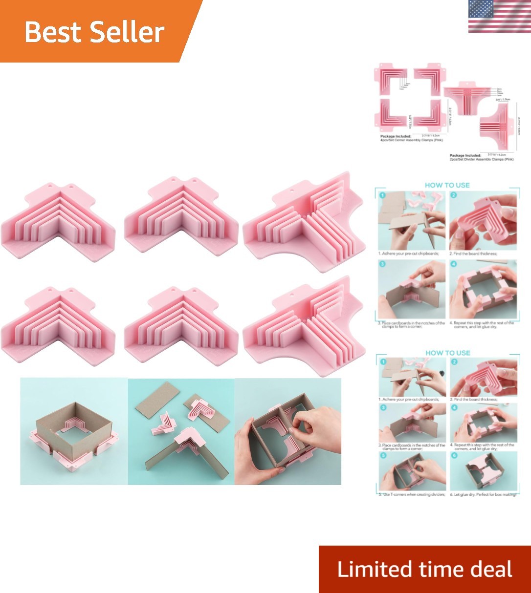 6Pack Corner/Divider Assembly,Clamps Corner Guides Cartonnage Corner Holding ...