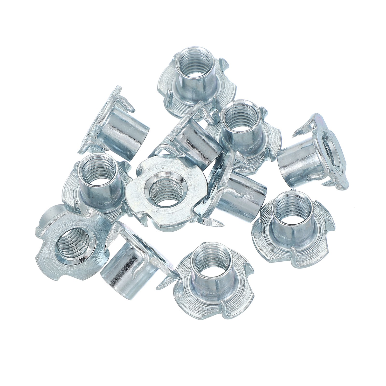 12 Pcs M12 T-Nuts, Zinc Plated Steel 4-Pronged Tee Blind Nut 17 mm Length