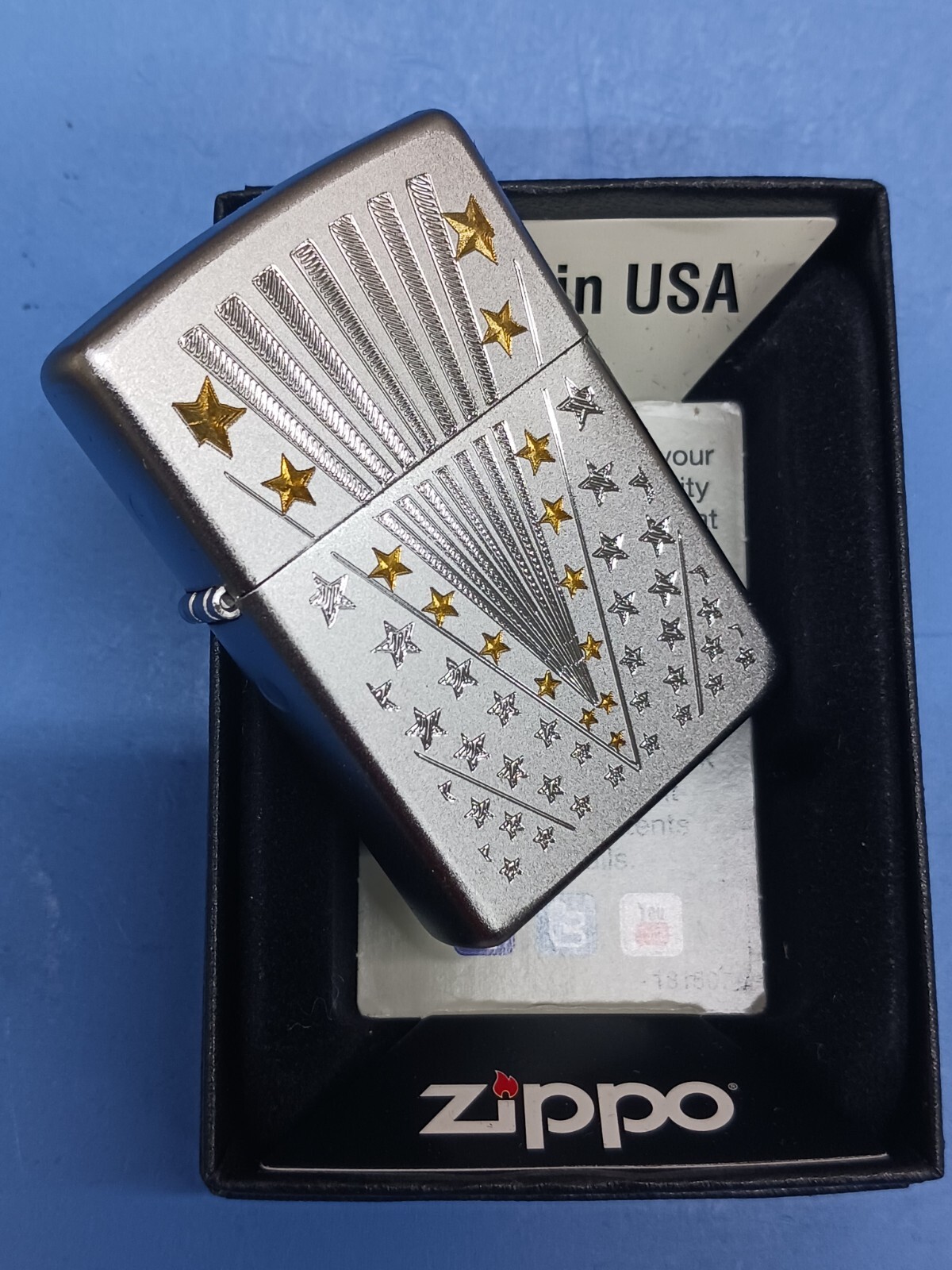 Zippo 28277 Star Flag Satin Chrome