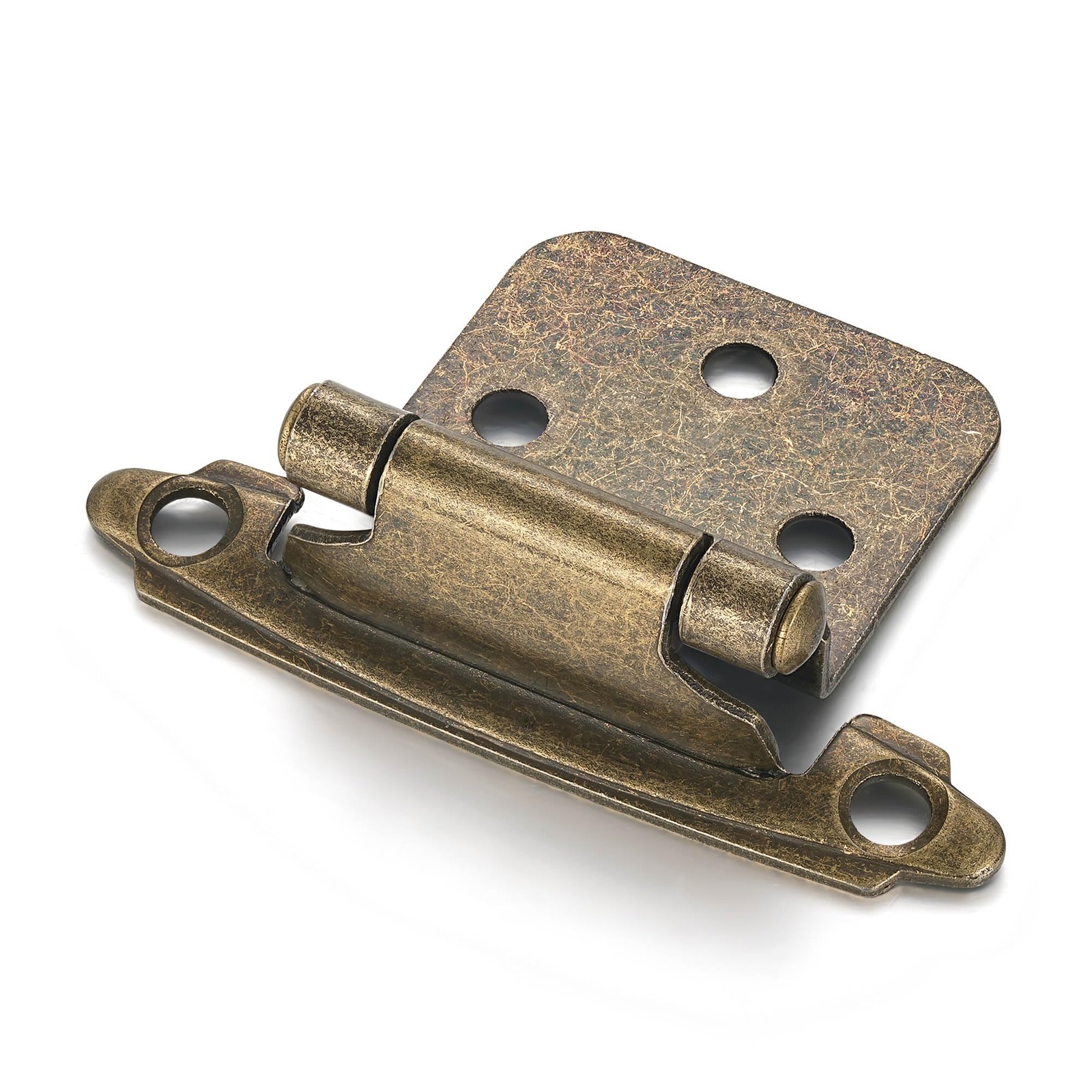 10-Pack 5 Pair Antique Brass 1/2" Overlay Self Closing Cabinet Hinges Semi