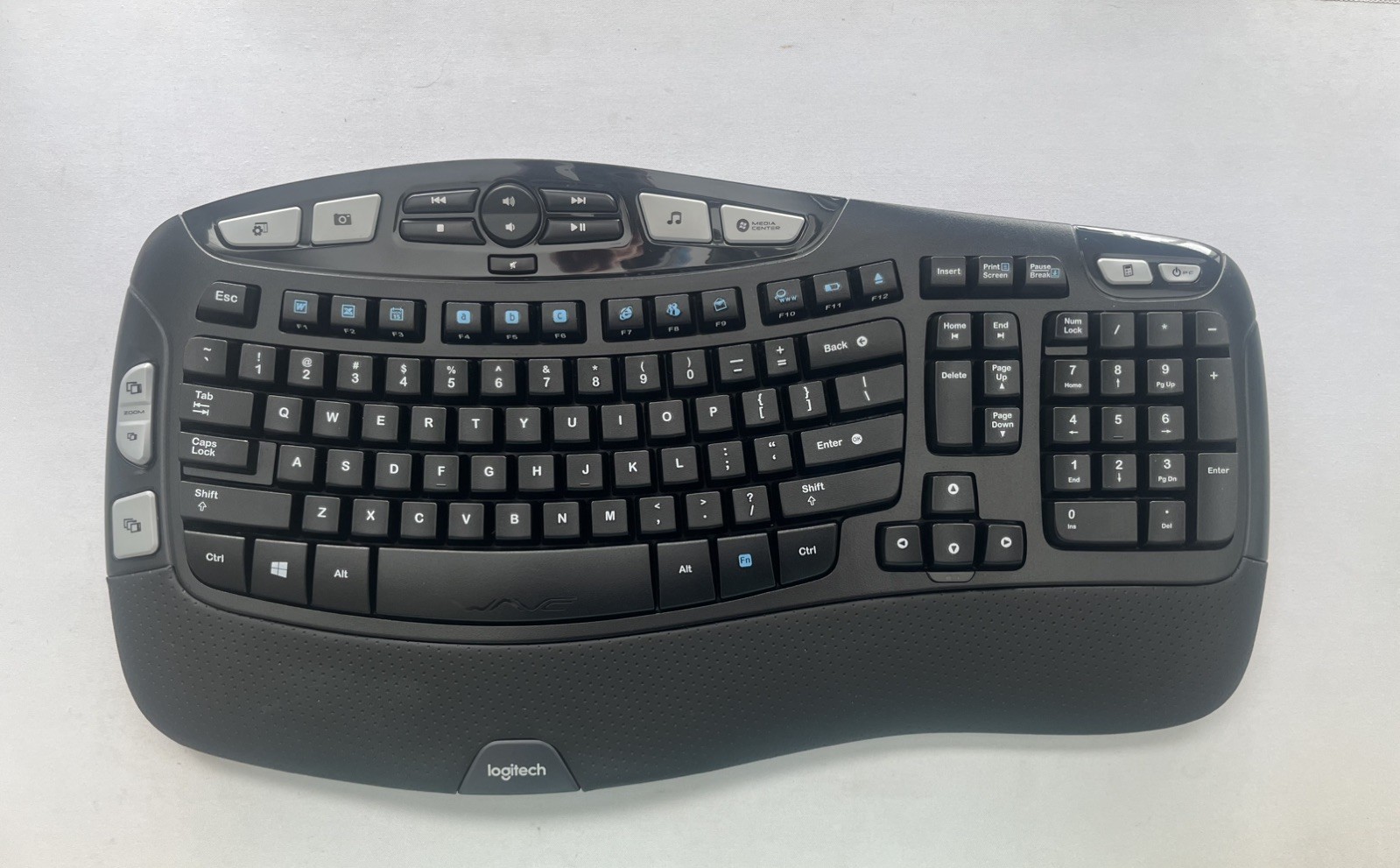 Logitech K350 Black Wave Ergonomic Wireless Keyboard *NO USB DONGLE* Very Good