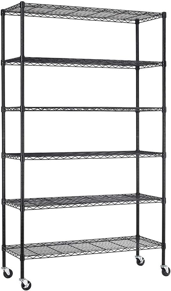 48"L×18"W×82"H Wire Shelving Unit Storage Cart Metal Shelf Rolling Utility Ca...