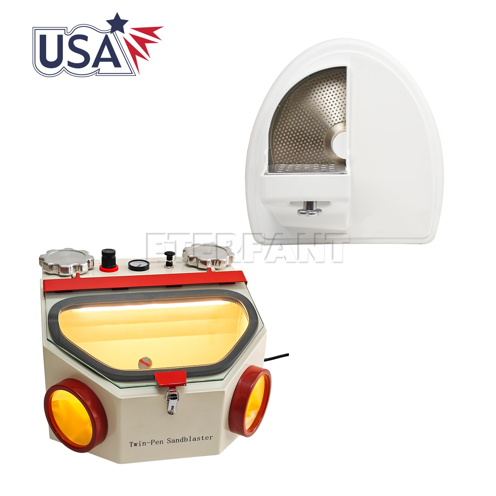 Dental Lab Plaster Model Arch Trimmer/Twin Pen Sandblaster 2 Aluminum Tank US