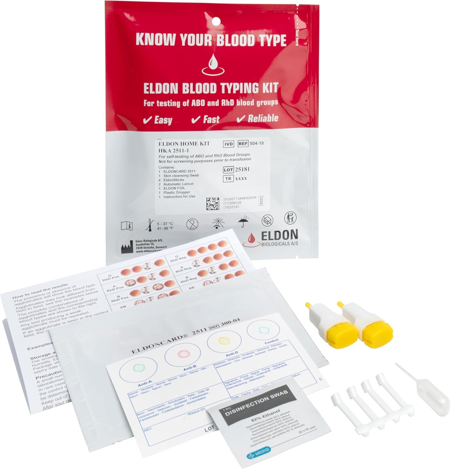 INC Blood Type Test (Complete KIT) - Find Out if You are A, B, O, AB & RH- Resul