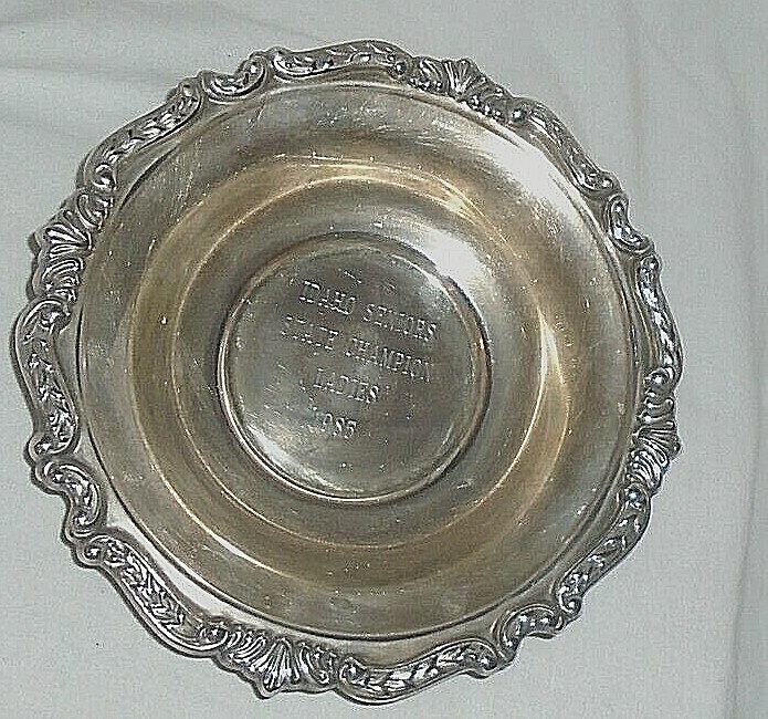 Vintage Silver Plate Trophy Bowl Engraved 1985 Senior Champion 7.75" x 1.75"