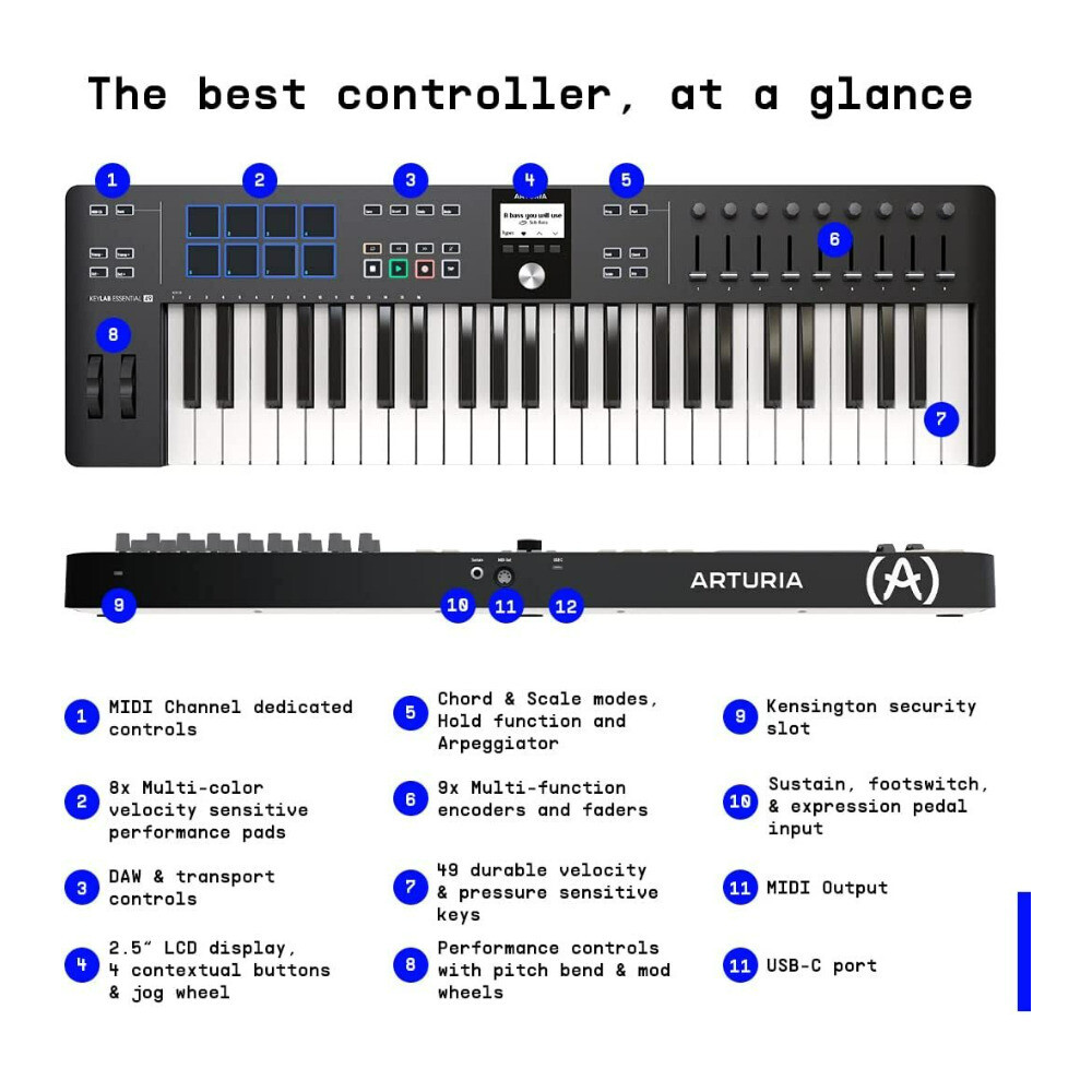 Arturia KeyLab Essential 49 mk3 MIDI Keyboard Controller White