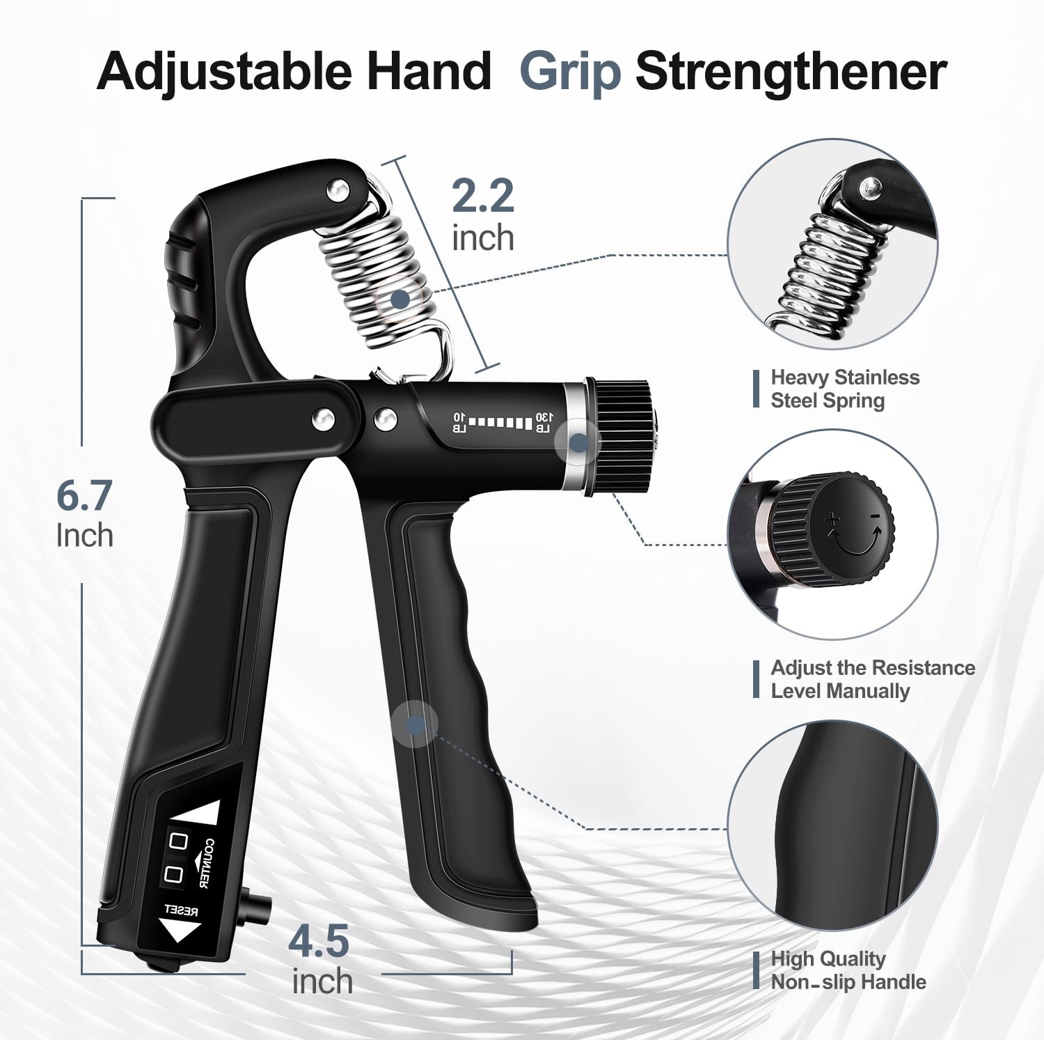 Grip Strength Trainer Kits 5 Pack, Forearm Strengthener with Adjustable Resis...
