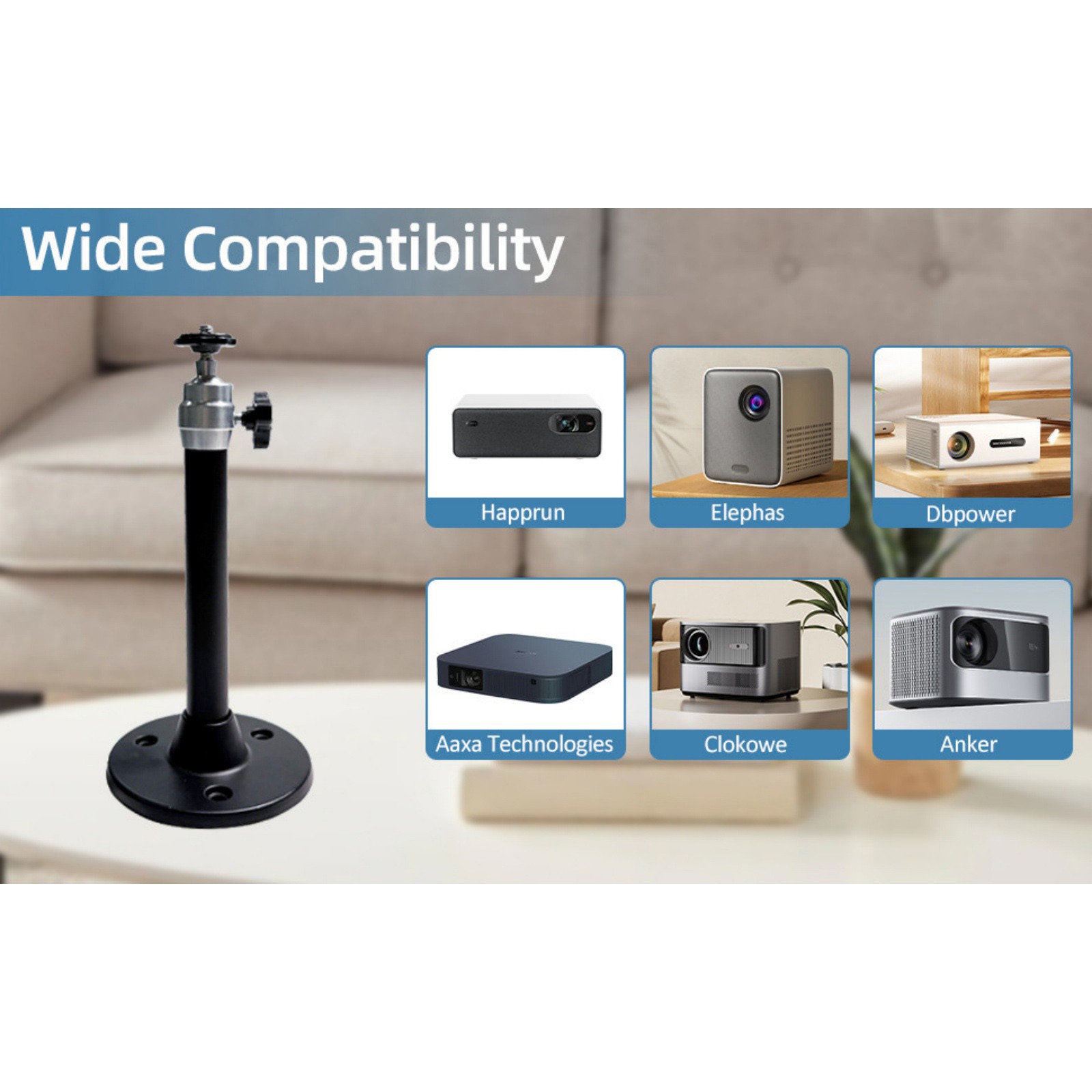Mini Projector Camera Mount with 360° Rotation and 90° Tilt for Digital Camera