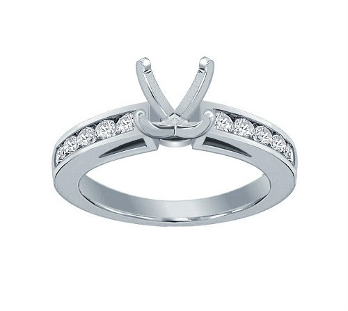 0.75 ct Channel Set Round Cut Diamond Semi Mount Engagement Ring