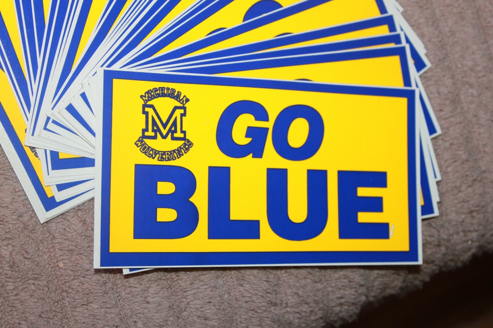 Lot of 4 Michigan Wolverines Bumper Stickers 6" x 3 " 1980's NOS
