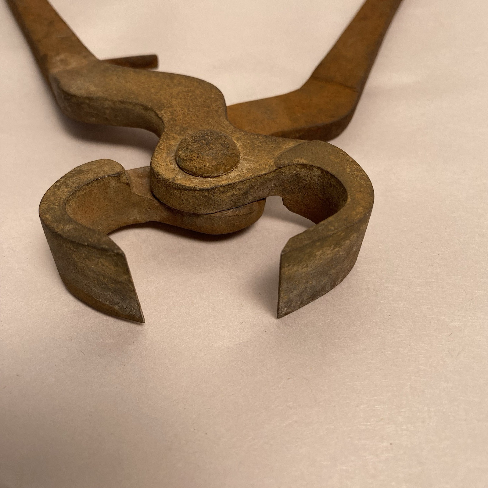 Antique Heavy Iron Pliers , Cutters Blacksmith Forging Tool Primitive 14”