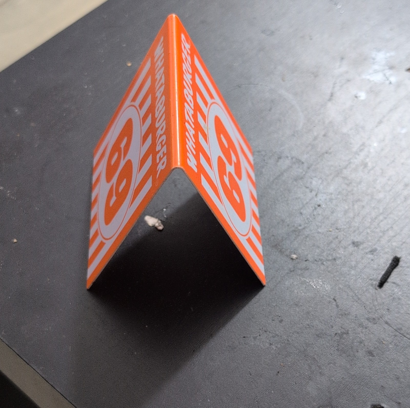 Whataburger Table Tent Number 69 Orange Restaurant Tabletop Supply