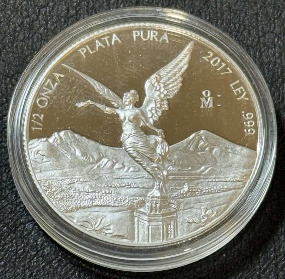 2017 1/2 Oz .999 Silver PROOF Mo Mexico Libertad Plata Pura Coin W/Capsule!!