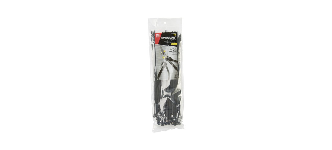 GB 46-311UVBSC Cable Tie, Double-Lock Locking, 6/6 Nylon, Black - pack of 50
