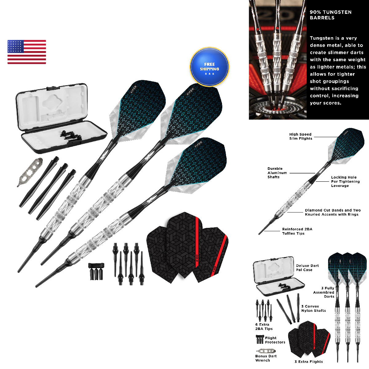 Viper By Gld Products Diamond 90 Tungsten Soft Tip Darts Storage/Travel Case
