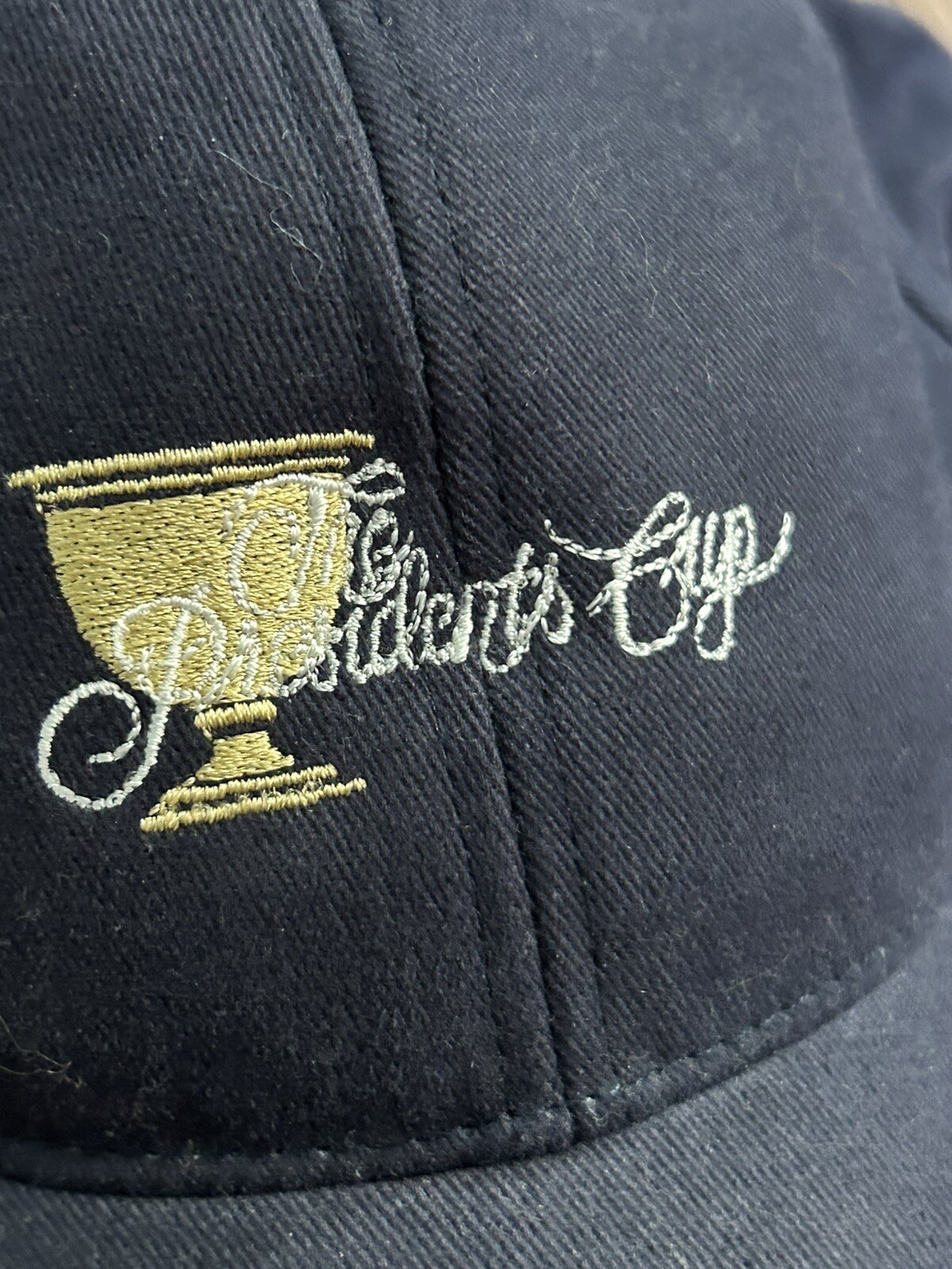 Nike Golf The President Cup Navy Blue Hat Cap PGA Hook And Loop Adjustable